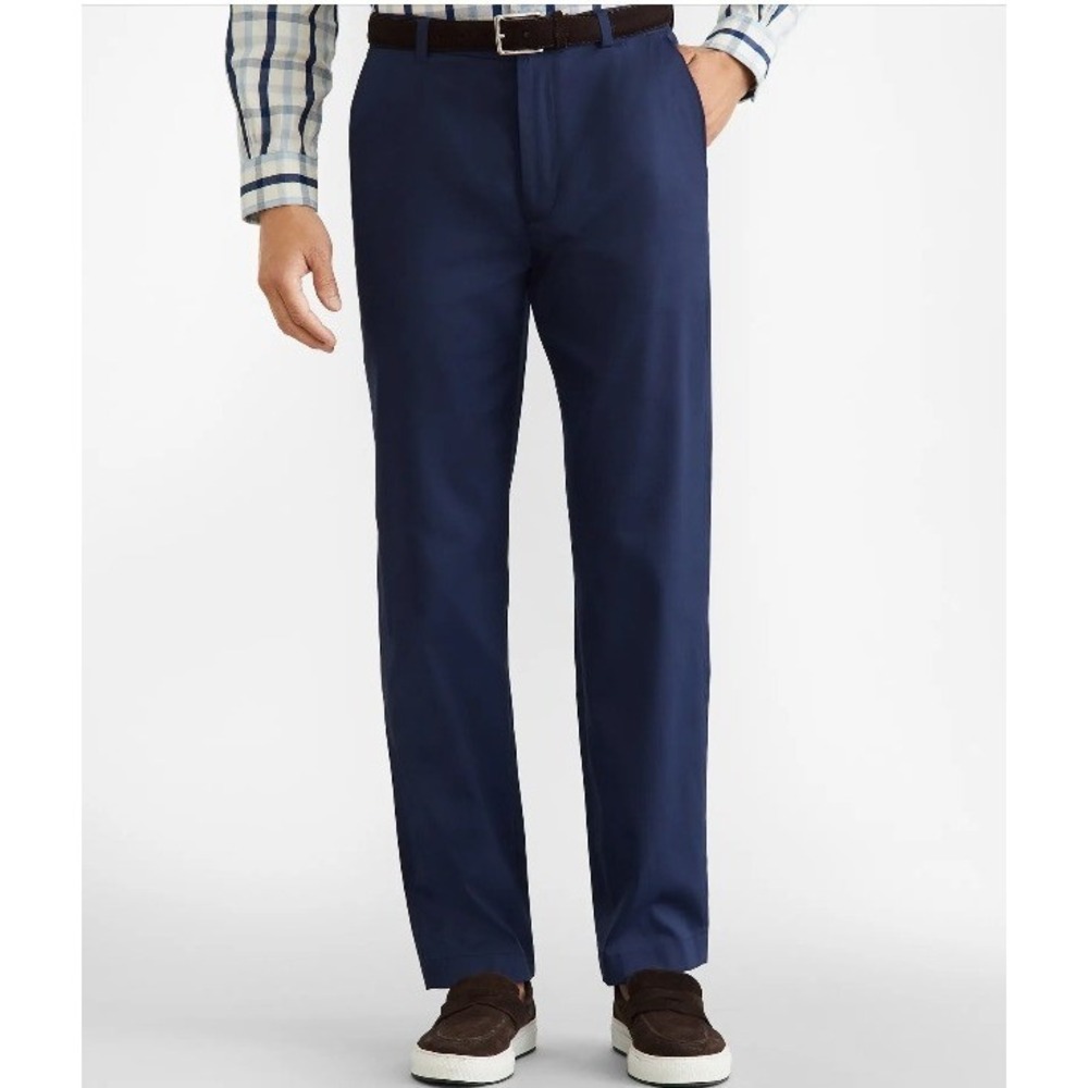 NWT Brooks Brothers Advantage Chino Clark Fit Men's Pant 34x36 Navy Wrinkle Free